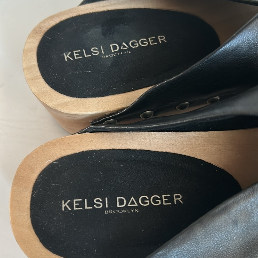 Kelsi Dagger Brooklyn Sprinter black clog slide sandal leather upper studded - Picture 11 of 16